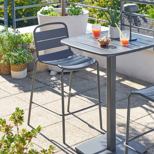 Chaise haute de jardin ALEGORIA Graphite Acier traité époxy, Traitement anti-rouille renforcé Hespéride