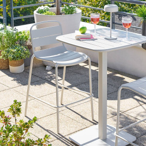 Chaise haute de jardin ALEGORIA Argile Acier traité époxy, Traitement anti-rouille renforcé Hespéride