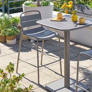 Chaise haute de jardin ALEGORIA Café Acier traité époxy, Traitement anti-rouille renforcé Hespéride