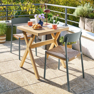Table de jardin carrée XENIA Eucalyptus 2 places - certifié FSC® Hespéride