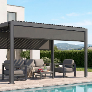 Store EVONIS Graphite Pour Côté 4 m - 3,7 Aluminium, Texaline Hespéride