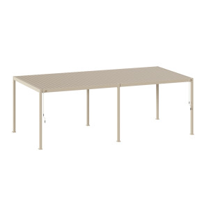 Pergola bioclimatique autoportante EVORA Argile 6 x 3 m - Structure et lames doubles en aluminium Hespéride