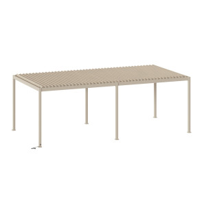 Pergola bioclimatique électrique EVORA Argile 6 x 3 m - Structure et lames doubles en aluminium Hespéride