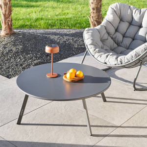 Table d'appoint de jardin ronde SAONA Graphite D.90 cm - Acier traité époxy, Traitement anti-rouille renforcé Hespéride