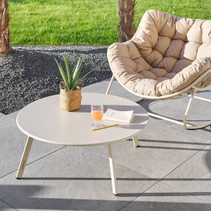 Table d'appoint de jardin ronde SAONA Argile D. 90 cm - Acier traité époxy, Traitement anti-rouille renforcé Hespéride