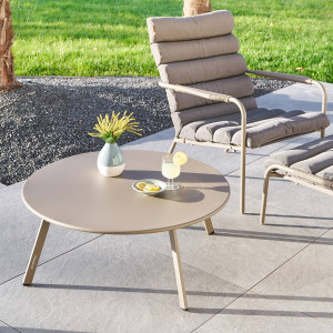 Table d'appoint de jardin ronde SAONA Café D.90 cm - Acier traité époxy, Traitement anti-rouille renforcé Hespéride