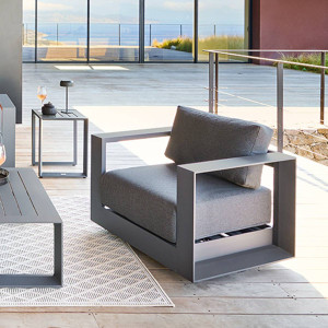 Fauteuil de salon jardin rotatif ALLURE Gris / Graphite Aluminium traité époxy, Polyester Hespéride