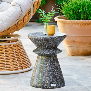 Table d'appoint de jardin ronde ALTURIO Noir D. 35 cm - Ciment Hespéride