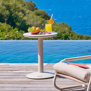 Table d'appoint de jardin ronde SOLETIA Argile 40 x 50 cm - Acier Hespéride