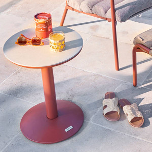Table d'appoint de jardin ronde SOLETIA Acajou 40 x 50 cm - Acier Hespéride