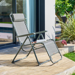 Fauteuil de jardin SILOS Vert laurier Acier traité époxy, Texaline Hespéride