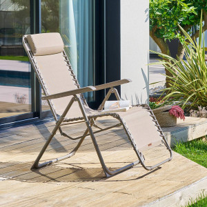Fauteuil de jardin SILOS Noisette Acier traité époxy, Texaline Hespéride