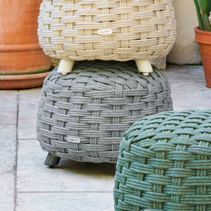 Pouf de jardin rond OBBAE Graphite 48,5 x 38 cm - Aluminium traité époxy, Polyester, Texaline Hespéride