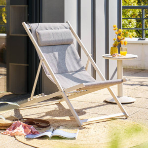 Chilienne de jardin pliable LUNIVIA Argile 5 positions - Aluminium traité époxy, Texaline Hespéride