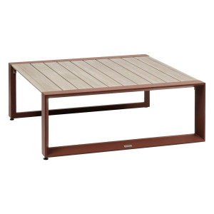 Table basse de jardin carrée ALLURE Lin / Acajou 97 x 36 cm - Aluminium traité époxy Hespéride