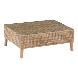 Table basse de jardin rectangulaire MOOREA Savana 72 x 36 90 cm - Aluminium traité époxy, Verre Hespéride