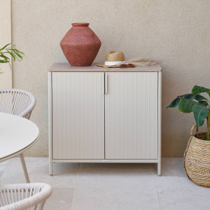 Buffet de jardin IRONIA Argile 90 x 45 86 cm - Acier galvanisé, Traitement antirouille renforcé Hespéride
