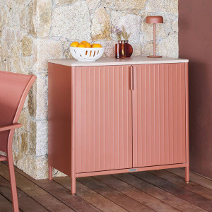 Buffet de jardin IRONIA Acajou 90 x 45 86 cm - Acier galvanisé, Traitement antirouille renforcé Hespéride