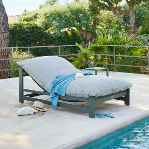 Ensemble lit piscine MOREAL + table d’appoint EVASION Laurier Aluminium, Polyester Hespéride