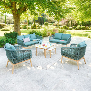 Salon de jardin ORISSA Olive 7 places - Acier traité époxy, Polyester Hespéride