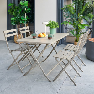 Ensemble table de jardin pliante rectangle + 2 chaises GREENSBORO Café 4 places - Acier traité époxy, Traitement anti-rouille renforcé Hespéride
