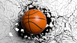 Fototapete Basketball Wand, Basketball, zerstören, weiß, Ball