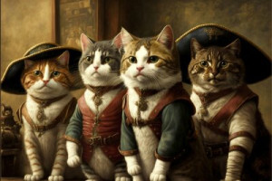Fototapete Andere cat, Brigade, kämpfen, Illustration, Katzen