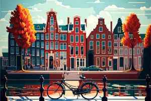 Fototapete Andere amsterdam, Illustration, Stadt, holland, Hauptstadt