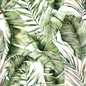Fototapete Blätter Wasserfarbe, tropischen, Muster, floral, palm