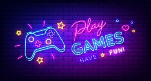 Fototapete Leuchtreklame, neon, Spiel, spielen, Licht