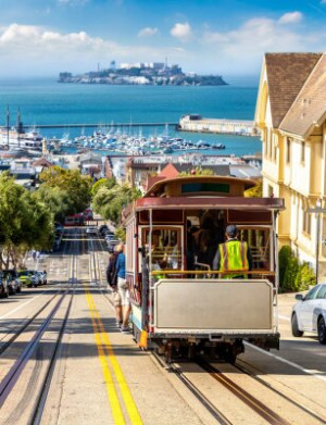 Fototapete francisco, Kabel, Auto, Straßenbahn, alcatraz