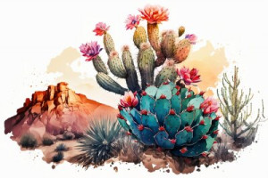 Fototapete Andere Kaktus, Blume, Logo, Poster, Illustration