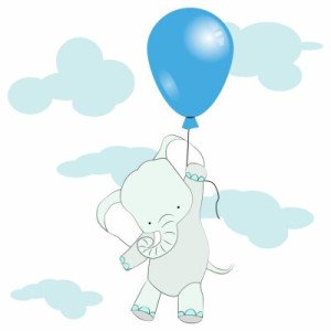 Fototapete Andere Tier, Ballon, Elefanten, cartoon, niedlich