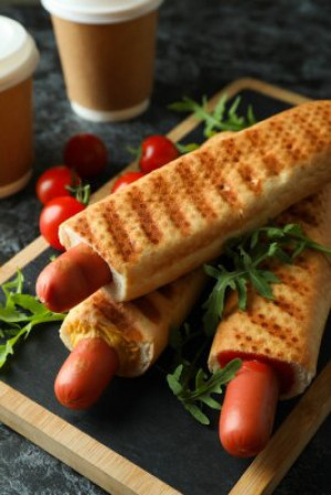 Fototapete Andere Wurst, Sauce, schnell, Konzept, Würstchen