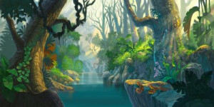 Fototapete Andere Hintergrund, cartoon, Wald, Idee, farbenreich