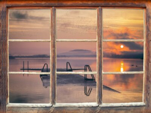 Fototapete Fenster Hintergrund, außerhalb, Fenster, Landschaft, See