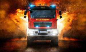 Fototapete Autos Feuerwehrmann, Retter, retten, Feuerwehrauto, Held