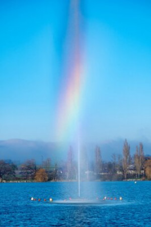Fototapete Andere Brunnen, See, populus, Regenbogen, Landschaft