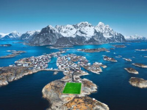 Fototapete Fußball, Meer, Natur, norge, Stadion