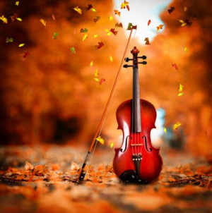 Fototapete Andere Geige, Blatt, Herbst, Musik, Park