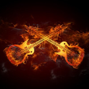 Fototapete Metall, Feuer, Musik, Gitarre, Flamme