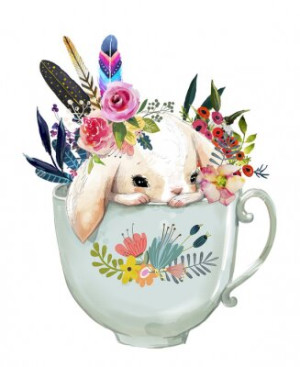 Fototapete niedlich, Hase, flora, cartoon, Illustration
