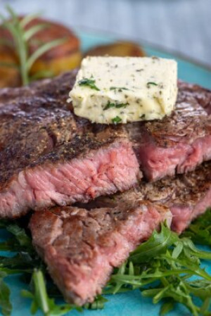 Fototapete Steak, saftig, Scheibe, Hälfte, gegrillt