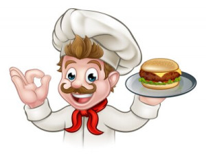Fototapete Andere Küchenchef, burger, cartoon, Käse, hamburger