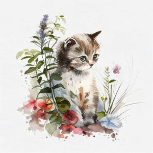 Fototapete Andere kitten, cat, Katzen, Wasserfarbe, Zeichnen