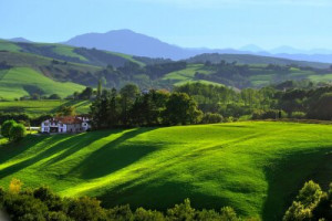 Fototapete Andere Natur, Bauernhof, grün, Feld, Spanien