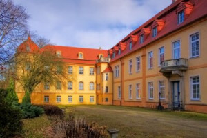 Fototapete gelb, Turm, Schloss, Haus, Park