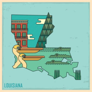 Fototapete Andere Karte, uns, Amerika, Zustand, Louisiana