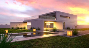 Fototapete Urlaub, Pool, Villa, moderne, Gebäude