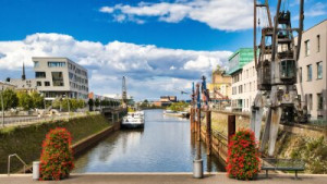 Fototapete Port, flux, Stadt, Wasser, Panorama